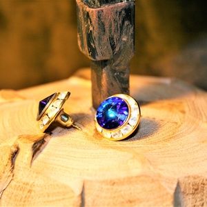 Deep Blue Rhinestone Earrings